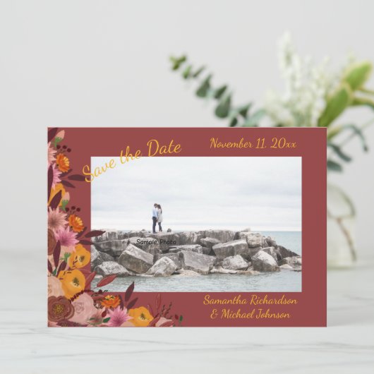 Herfst Bloem Foto  Save The Date (Staand voorkant)