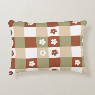 Herfst Bloem Gingham Controleer patroon Accent Kussen