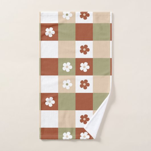 Herfst Bloem Gingham Controleer patroon Bad Handdoek (Handdoek)