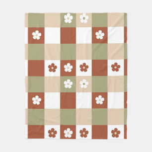 Herfst Bloem Gingham Controleer patroon Fleece Deken