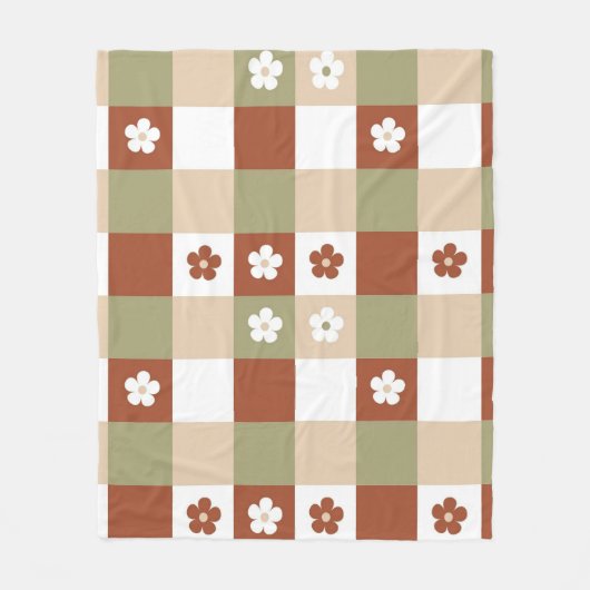 Herfst Bloem Gingham Controleer patroon Fleece Deken (Voorkant)