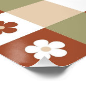 Herfst Bloem Gingham Controleer patroon Perfect Poster (Hoek)