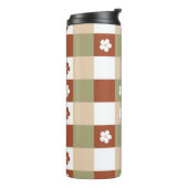 Herfst Bloem Gingham Controleer patroon Thermosbeker (Gedraaid links)
