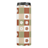 Herfst Bloem Gingham Controleer patroon Thermosbeker (Achterkant)