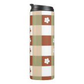 Herfst Bloem Gingham Controleer patroon Thermosbeker (Geroteerd rechts)