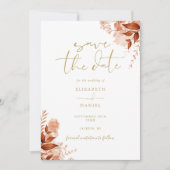Herfst Bloem Goud Script Bruiloft Save The Date (Voorkant)