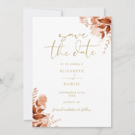 Herfst Bloem Goud Script Bruiloft Save The Date