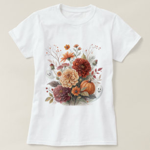 Herfst Bloem & Halloween Waterverf Ontwerp T-shirt