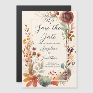 Herfst Bloem Ivory Boho Herfst Sla de Datum Op Magnetische Uitnodiging