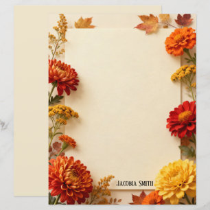 Herfst Bloem Kader Briefpapier