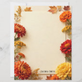 Herfst Bloem Kader Briefpapier (Voorkant)
