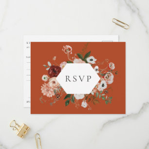 Herfst Bloem Kader Bruiloft RSVP Lied Verzoek Uitnodiging Briefkaart