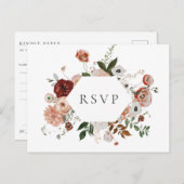 Herfst Bloem Kader Trouw RSVP Nummerverzoek Uitnodiging Briefkaart (Voorkant / Achterkant)