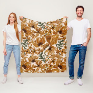 Herfst Bloem Motief Rustiek Patroon Fleece Deken