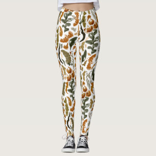 Herfst Bloem Motief Rustiek Patroon Leggings