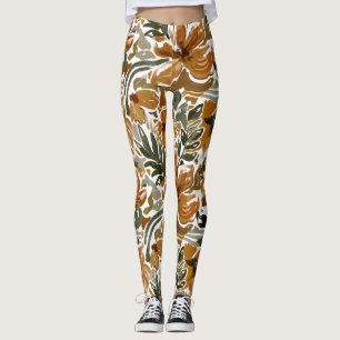 Herfst Bloem Motief Rustiek Patroon Leggings