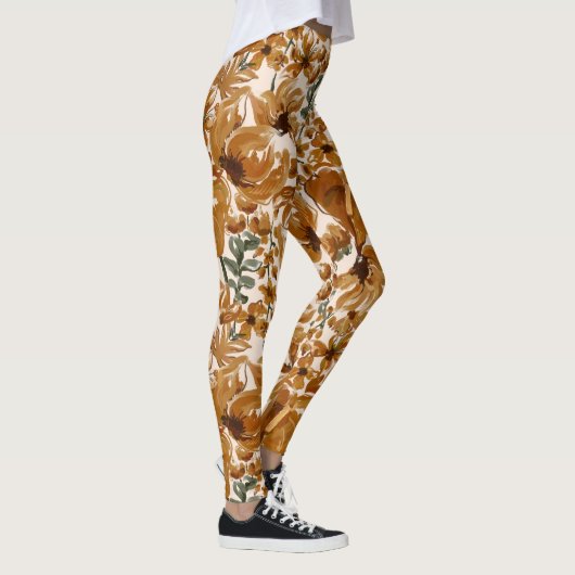 Herfst Bloem Motief Rustiek Patroon Leggings (Rechts)