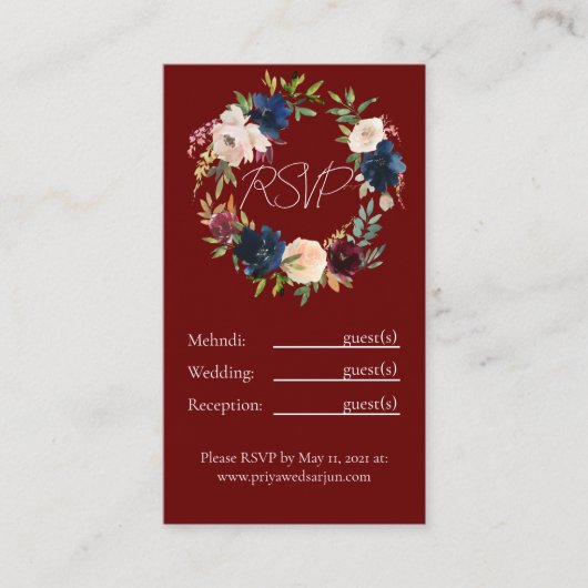 Herfst Bloem Multi Evenement Details Kaart (Voorkant)