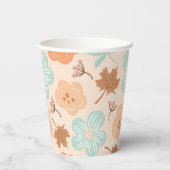 Herfst Bloem Papier Papieren Bekers (Achterkant)