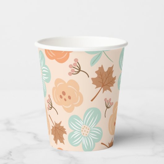 Herfst Bloem Papier Papieren Bekers (Voorkant)
