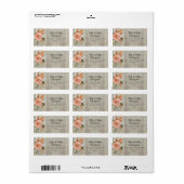 Herfst Bloem Pioen Terracotta Grijs Adres Etiket (Full Sheet)