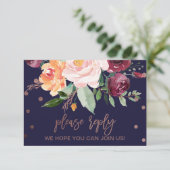 Herfst Bloem Roze Goud Song Verzoek RSVP Kaart (Staand voorkant)