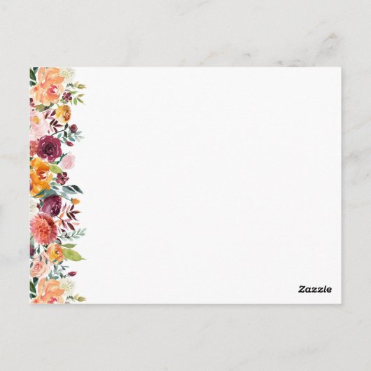 Herfst Bloem Trouwadvies Kaarten, Sinaasappel Roze Briefkaart (Achterkant)