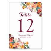 Herfst Bloem Trouwtafel Nummer Kaarten Sinaasappel (Achterkant)