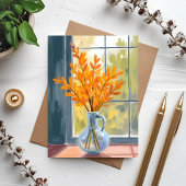 Herfst Bloem Vaas Aquarel Kaart