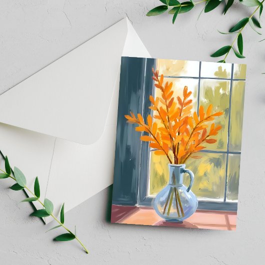Herfst Bloem Vaas Aquarel Kaart