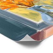 Herfst Bloem Vaas Watercolor Kunst Poster (Hoek)