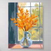 Herfst Bloem Vaas Watercolor Kunst Poster (Voorkant)