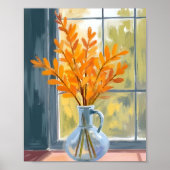 Herfst Bloem Vaas Watercolor Kunst Poster (Voorkant)