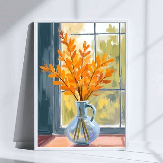 Herfst Bloem Vaas Watercolor Kunst Poster