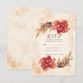 Herfst Bloem Waterverf Bruiloft RSVP Kaartje (Voorkant / Achterkant)