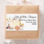 Herfst Bloem Witte Pompoen Retouradres Etiket (Insitu)