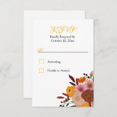 Herfst Bloem Witte RSVP geen voedsel optie Reactie (Voorkant / Achterkant)