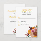 Herfst Bloem Witte RSVP geen voedsel optie Reactie Kaartje (Voorkant / Achterkant)