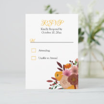 Herfst Bloem Witte RSVP geen voedsel optie Reactie