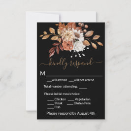 Herfst Bloem Zwart Bijlage RSVP Kaart