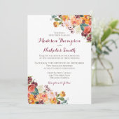 Herfst Bloemachtige Trouw Uitnodigingskaart, Oranj Kaart (Staand voorkant)