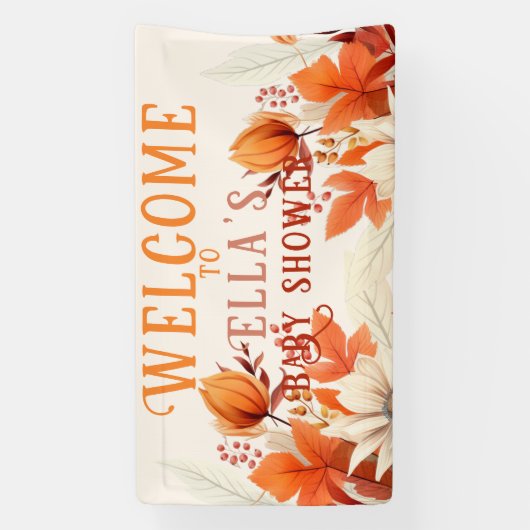 herfst bloemblaadjes baby shower spandoek (Verticaal)