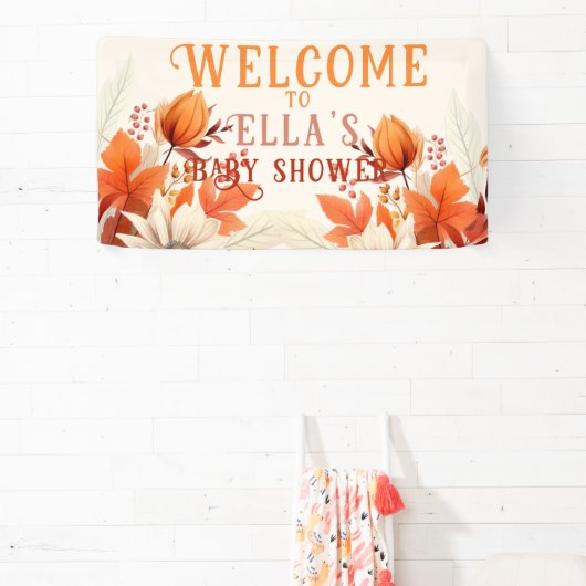 herfst bloemblaadjes baby shower spandoek (Insitu)