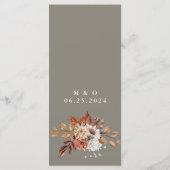 Herfst Bloemboeket Grijs Huwelijksmenu Menu (Achterkant)