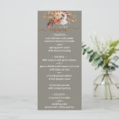 Herfst Bloemboeket Grijs Huwelijksmenu Menu (Staand voorkant)