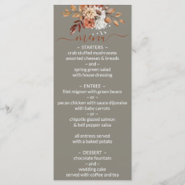 Herfst Bloemboeket Grijs Huwelijksmenu Menu