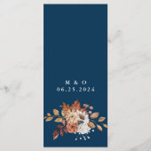 Herfst bloemboeket Navy Blauwe Huwelijksmenu Menu (Achterkant)