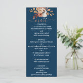 Herfst bloemboeket Navy Blauwe Huwelijksmenu Menu (Staand voorkant)