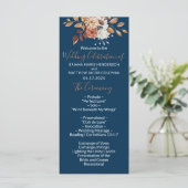Herfst bloemboeket Navy Blue Huwelijksprogramma Programmakaart (Staand voorkant)