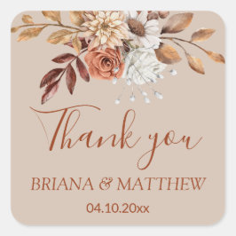 Herfst Bloemboeket Taupe Favoriet Vierkante Sticker